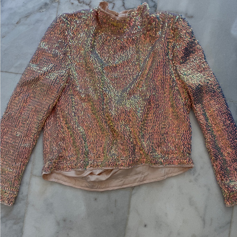 ASTR Iridescent Sequin Blouse